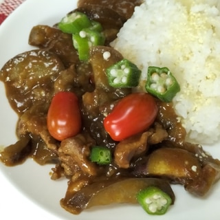 オクラがかわいい！なす✤トマトのポーク☆夏カレー♬